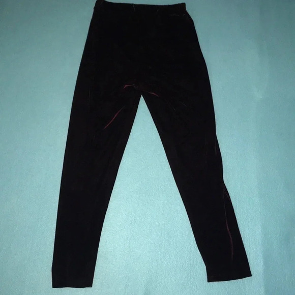 𝅺Season’s Collection velvety texture shimmery wine color pull on leggings size M - Picture 3 of 7